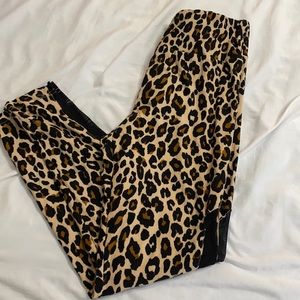Cheeta workout leggings with sheer